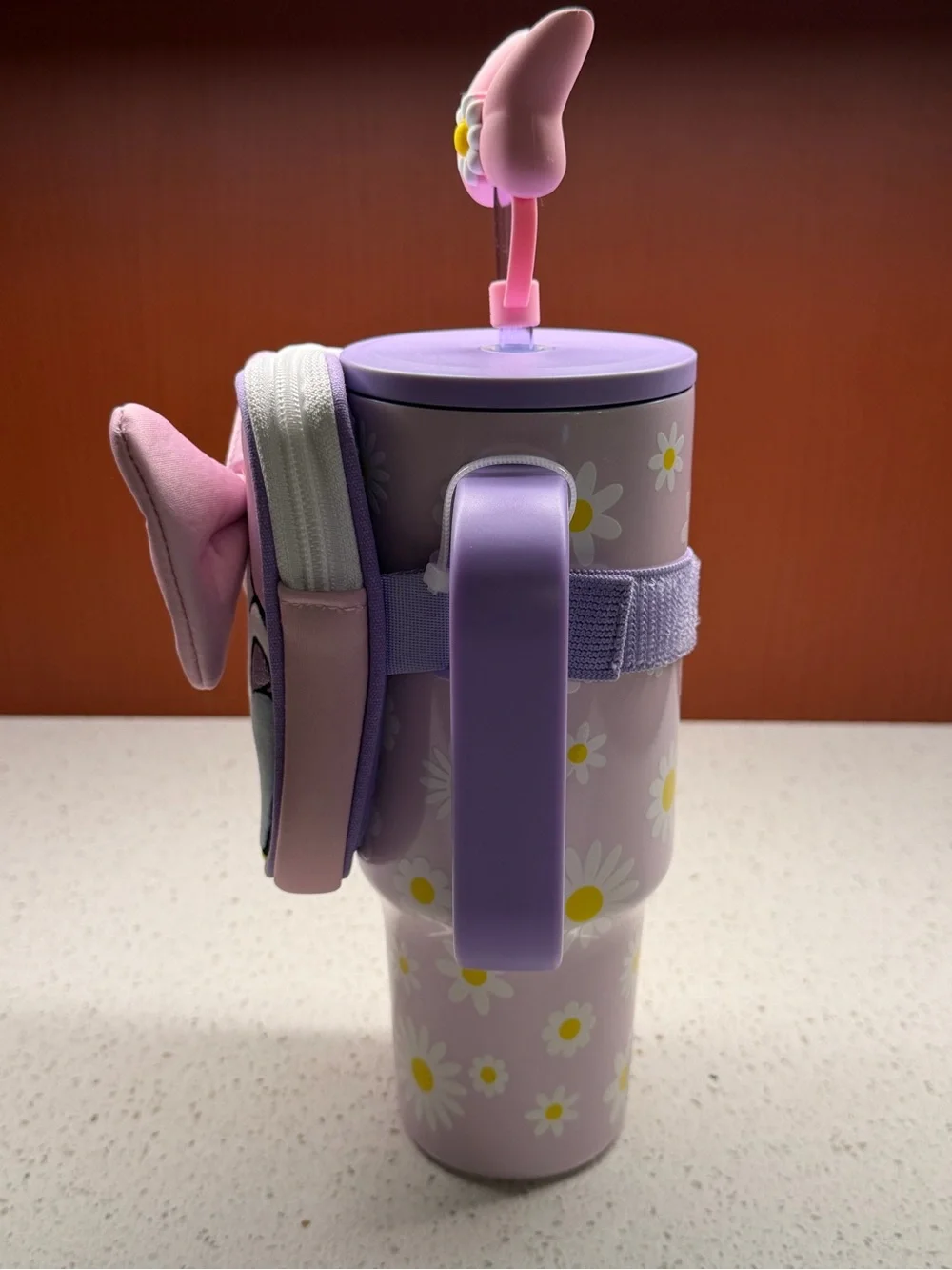 New 2026 Disney Daisy Duck 30oz Stainless Steel Travel Tumbler Straw & Zip Case